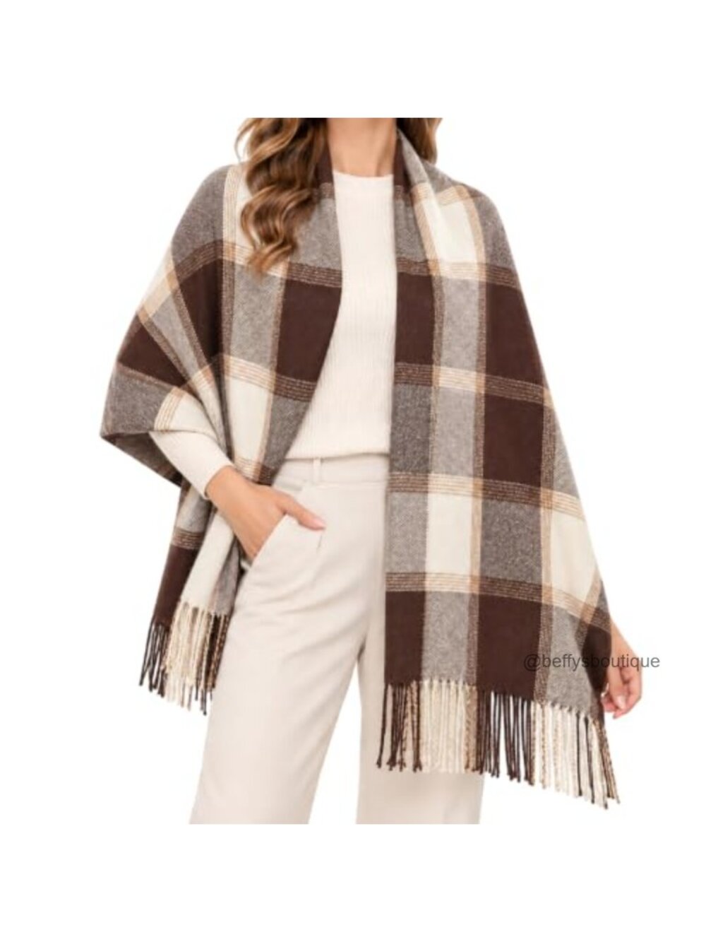 Oversized Plaid Blanket Scarf Shawl Wrap Acrylic Winter